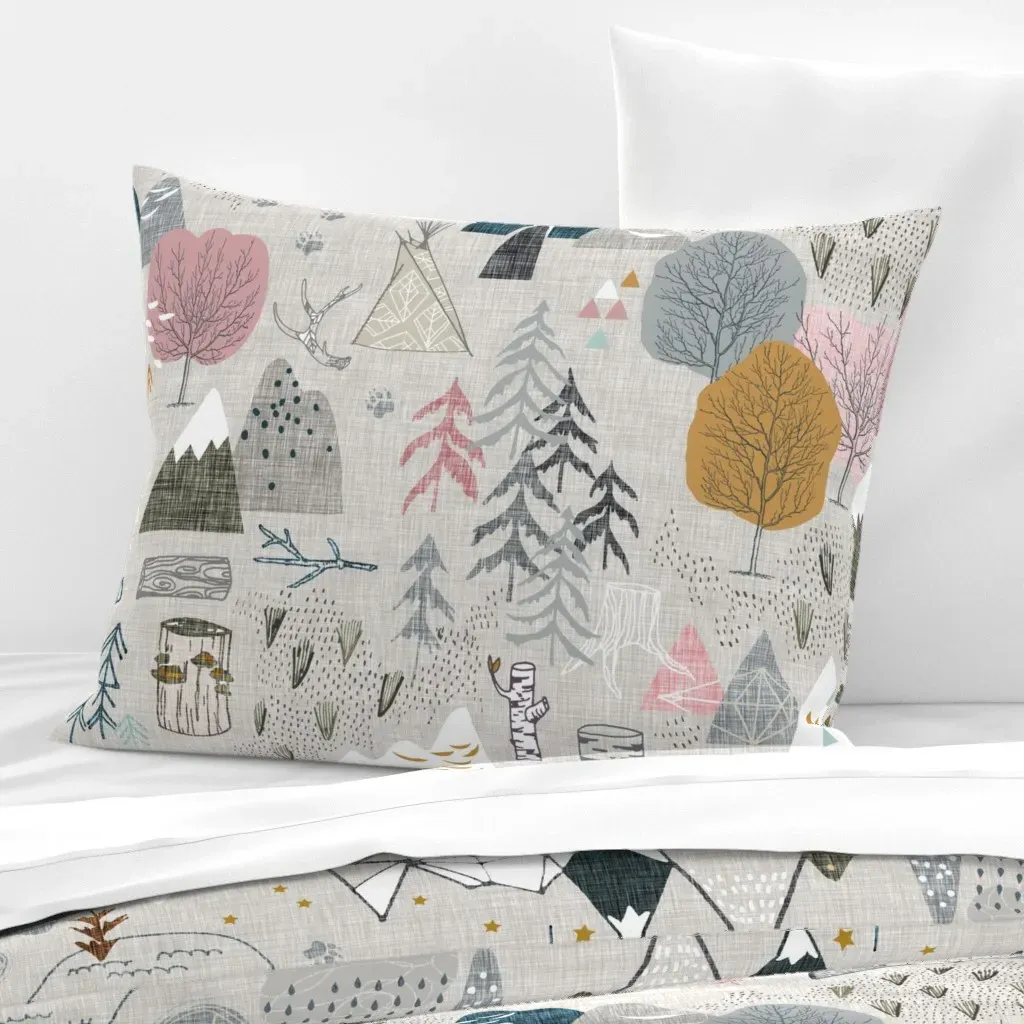 Max's Map Standard Knife Edge Pillow - Pink, Cotton Sateen product