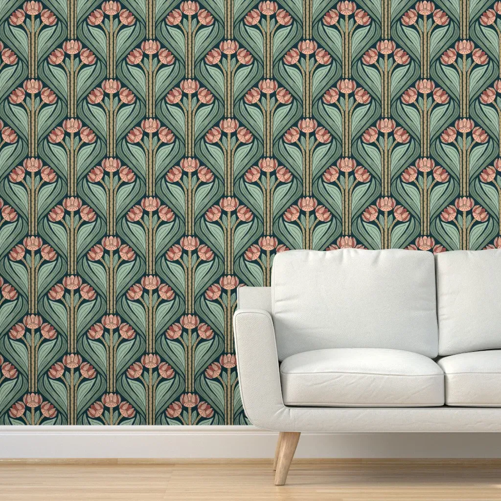 May Flowers Peel and Stick Wallpaper - Sage, Pink product
