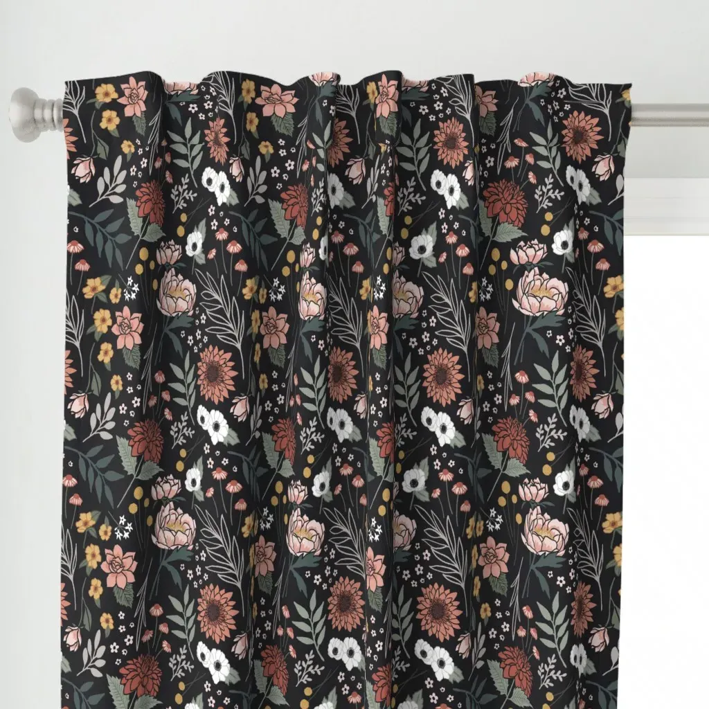 Maya Boho Floral Curtain Panel - Pink alternate view