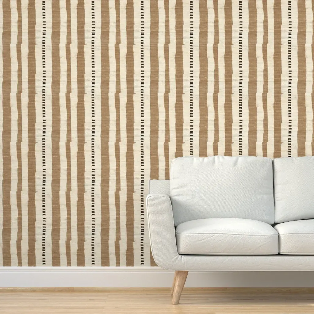 Maza Burlap Stripe Peel and Stick Wallpaper - Taupe product