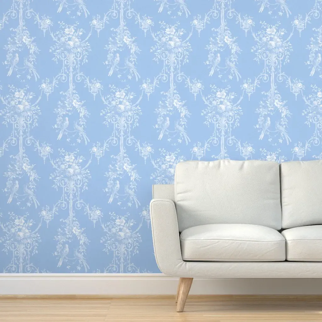 Mccallister Toile Peel and Stick Wallpaper - Jasper Blue and White product