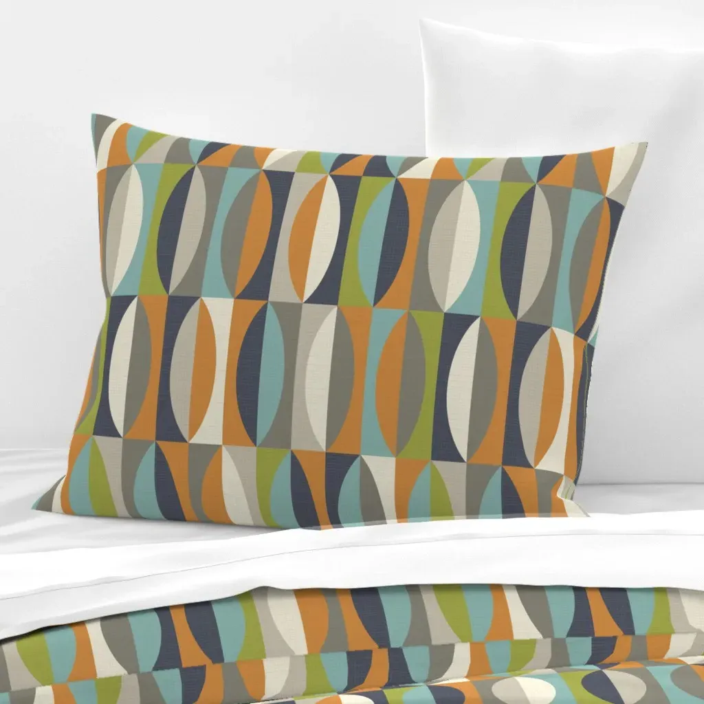 Mcm Leaves Standard Knife Edge Cushion Cover - Orange, Cotton Sateen product