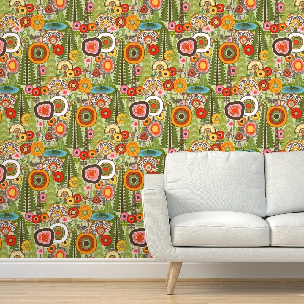 MCM Wonderland Forest Frogs Peel and Stick Wallpaper - Orange product