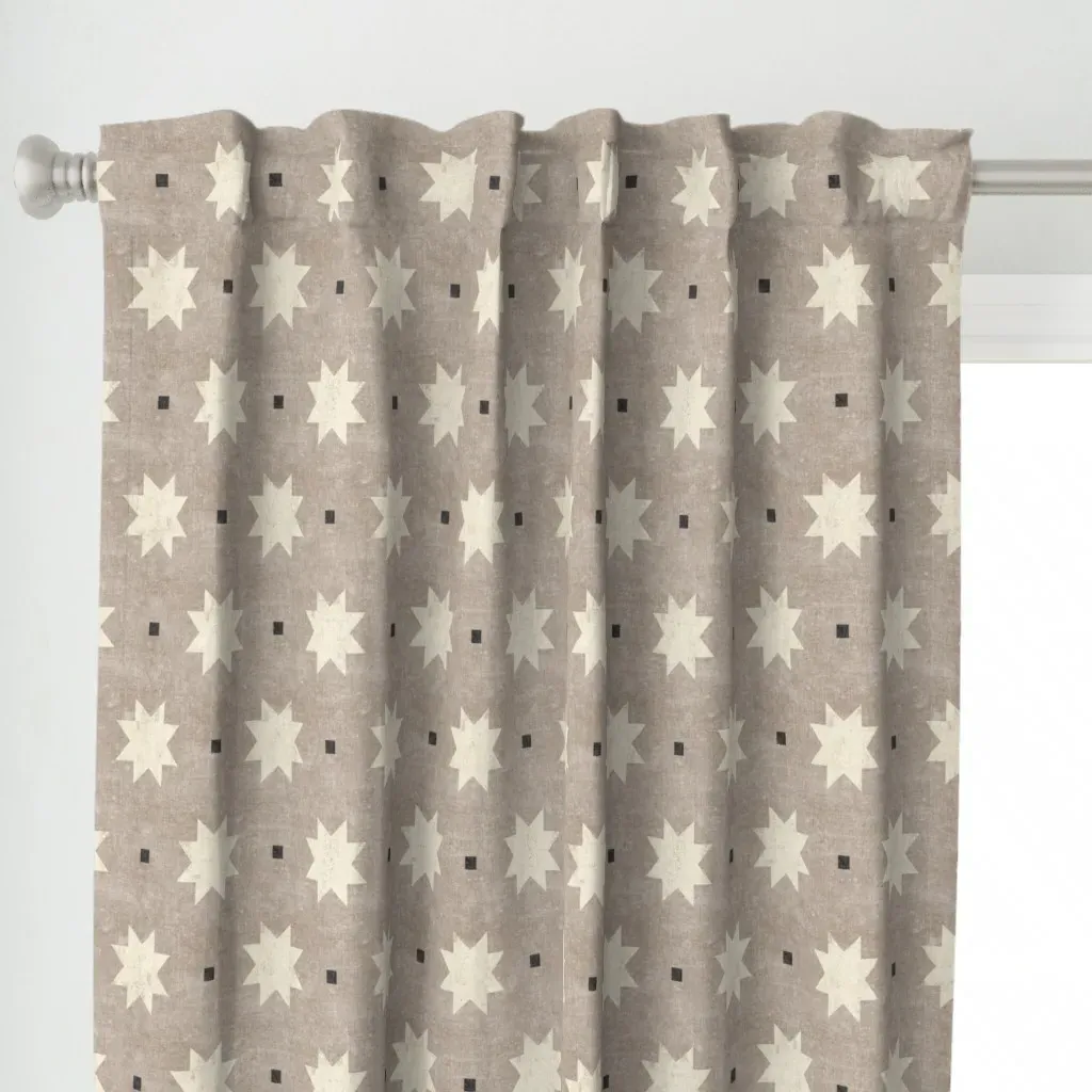 Meadow Blocked Stars Curtain Panel - Off-White alternate view
