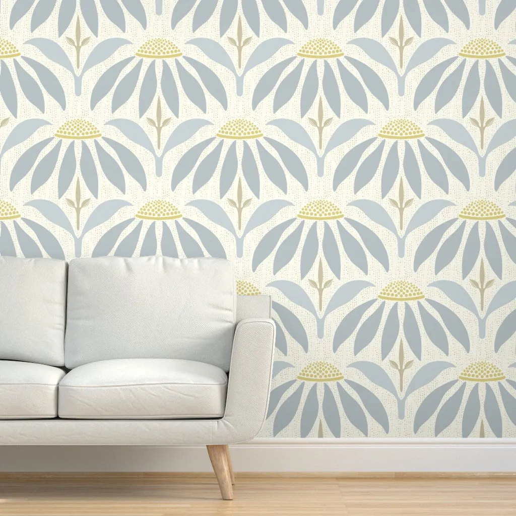 Meadow Coneflowers Peel and Stick Wallpaper - Light Blue, Cream product