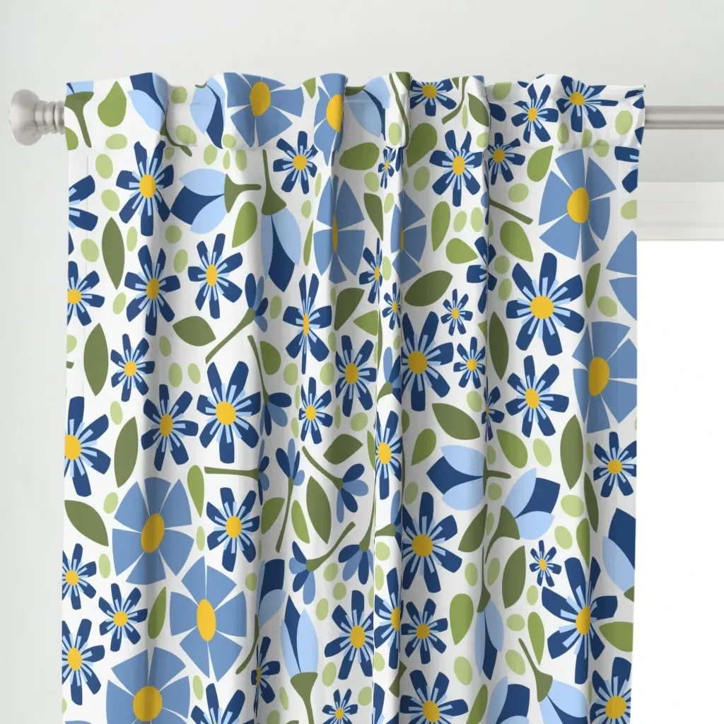 Meadow Extra Large Curtain Panel - Blue alternate view