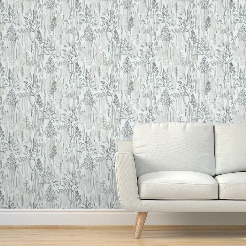 Meadow Feathers Marsh Mono Peel and Stick Wallpaper - Gray product
