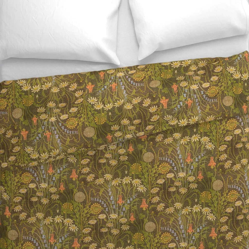 Meadow Flowers 1A Duvet Cover - Green alternate view