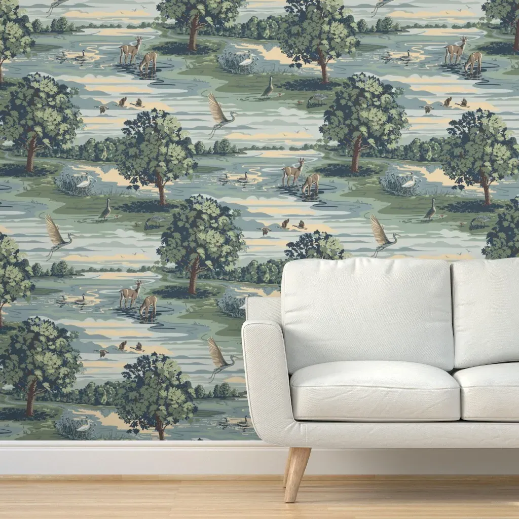 Meadow Lake Peel and Stick Wallpaper - Green product