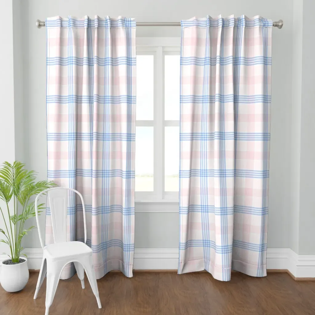 Meadow Plaid Spring Curtain Panel - Pink product