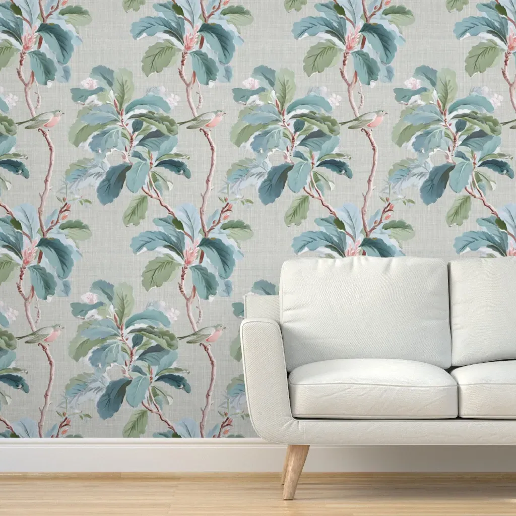 Meadowlight Chinoiserie Peel and Stick Wallpaper - Coastal Green, Grasscloth product