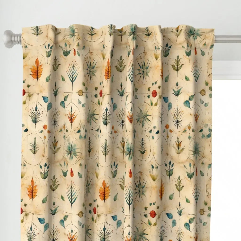 Medieval Botanical Curtain Panel - Beige alternate view