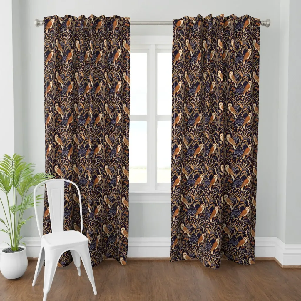 Medieval Owls Curtain Panel - Burnt Orange product