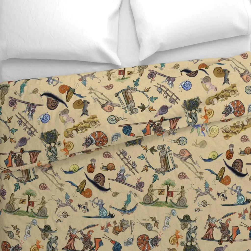 Medieval Snails Extra Large Duvet Cover - Beige alternate view