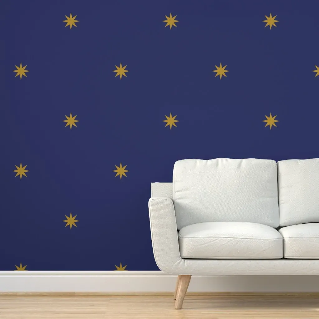 Medieval Stars Gold on Musketeer Peel and Stick Wallpaper - Blue product