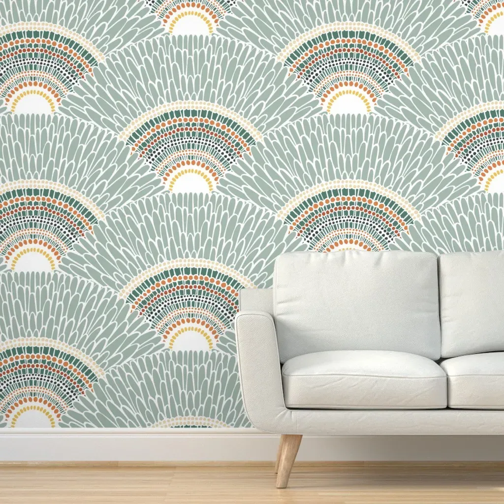 Meditating In An Ocean Of Mandalas Peel and Stick Wallpaper - Sage Green product