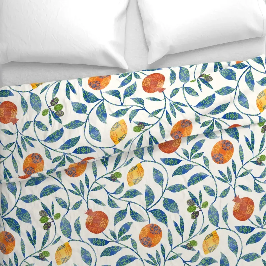 Mediterranean Fruit Tiles Duvet Cover - Blue alternate view