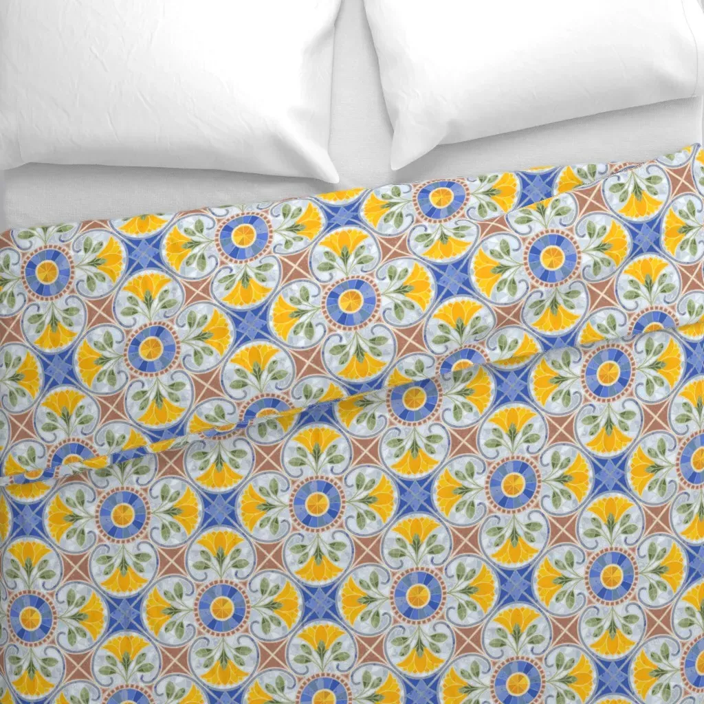 Mediterranean Hues Mosaic Tile Duvet Cover - Yellow alternate view