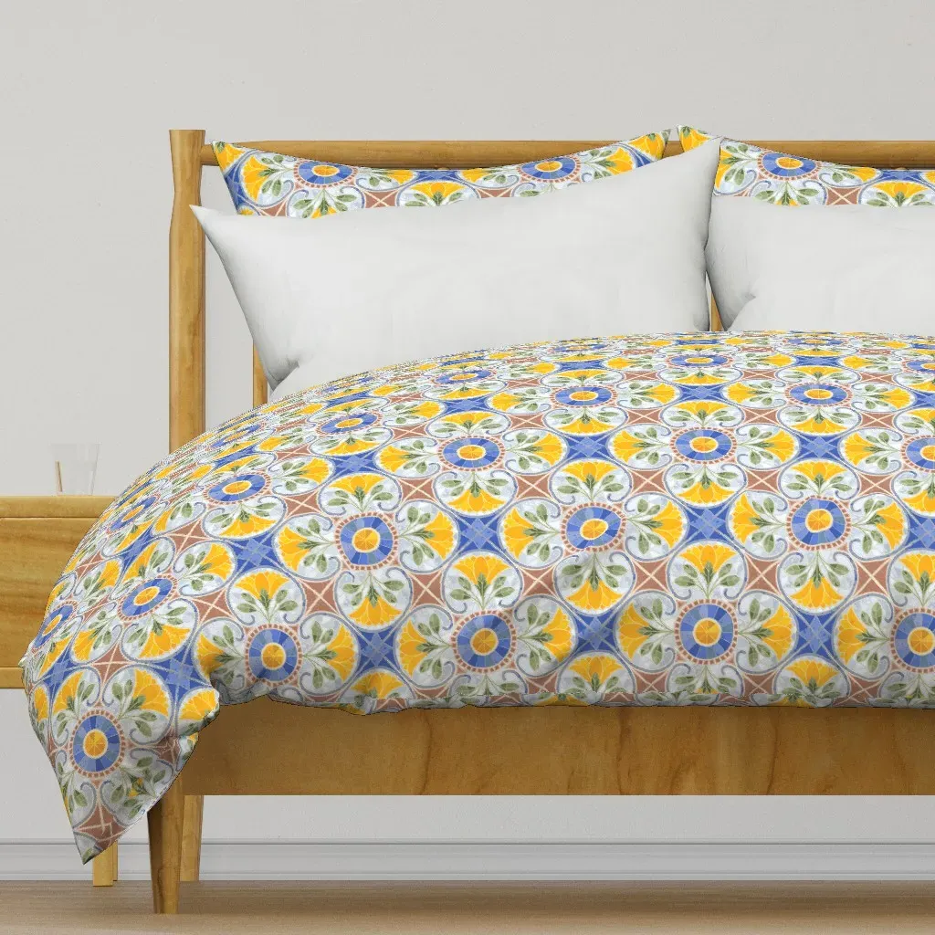 Mediterranean Hues Mosaic Tile Duvet Cover - Yellow product