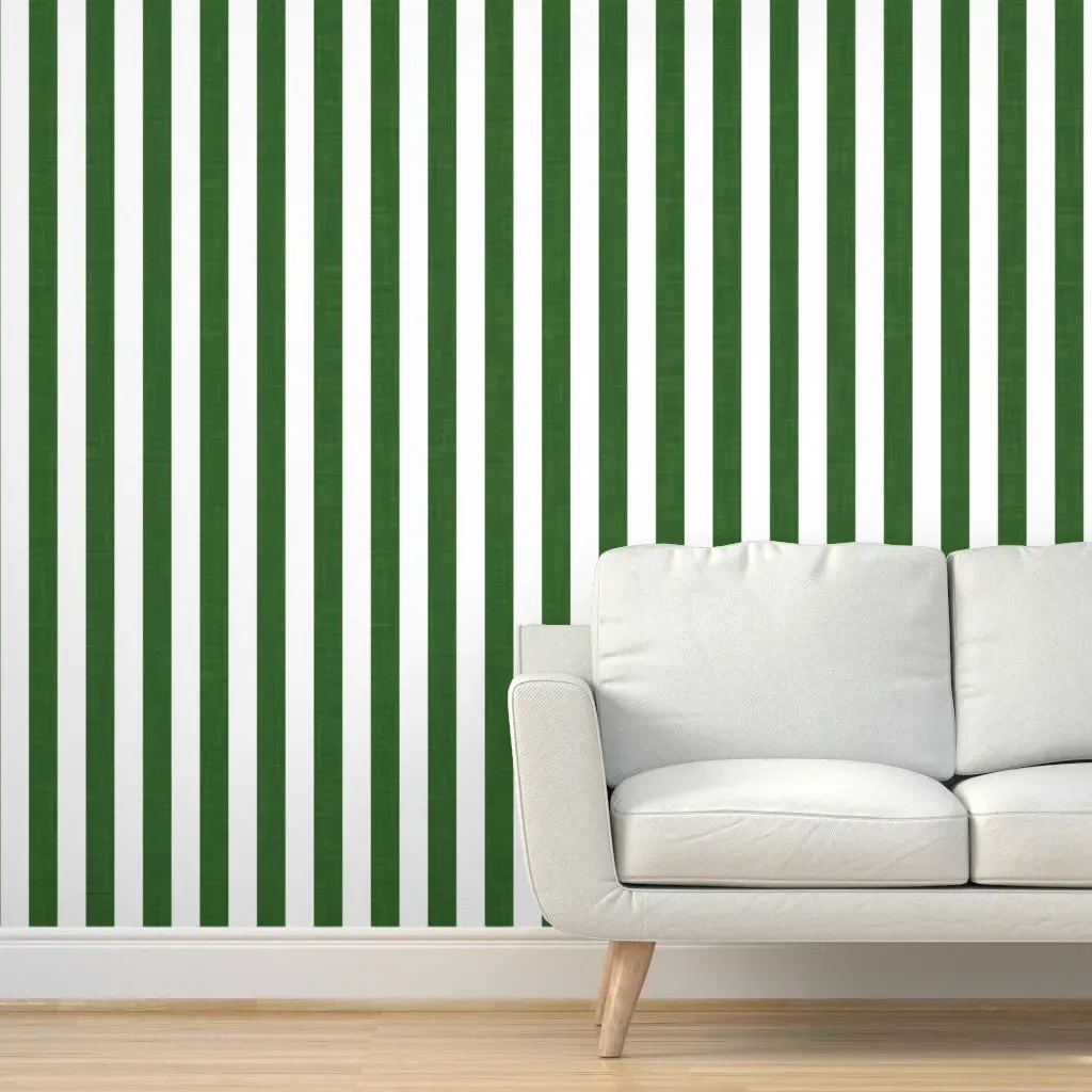 Mediterranean Stripe Peel and Stick Wallpaper - Olive Sage Green, Linen product