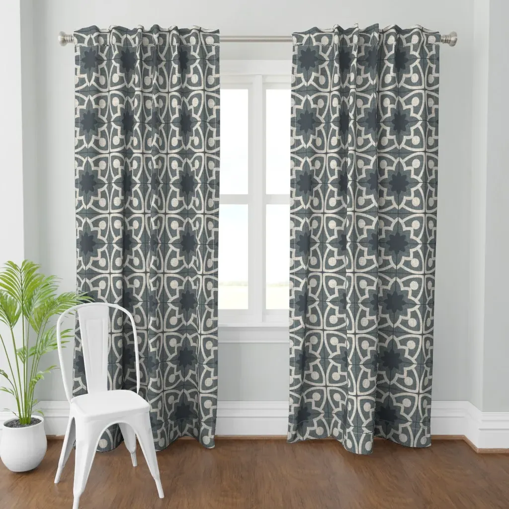 Mediterranean Tile Large Curtain Panel - Dark Gray product