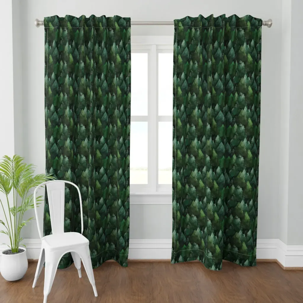 Medium Scale Watercolour Curtain Panel - Dark Green product