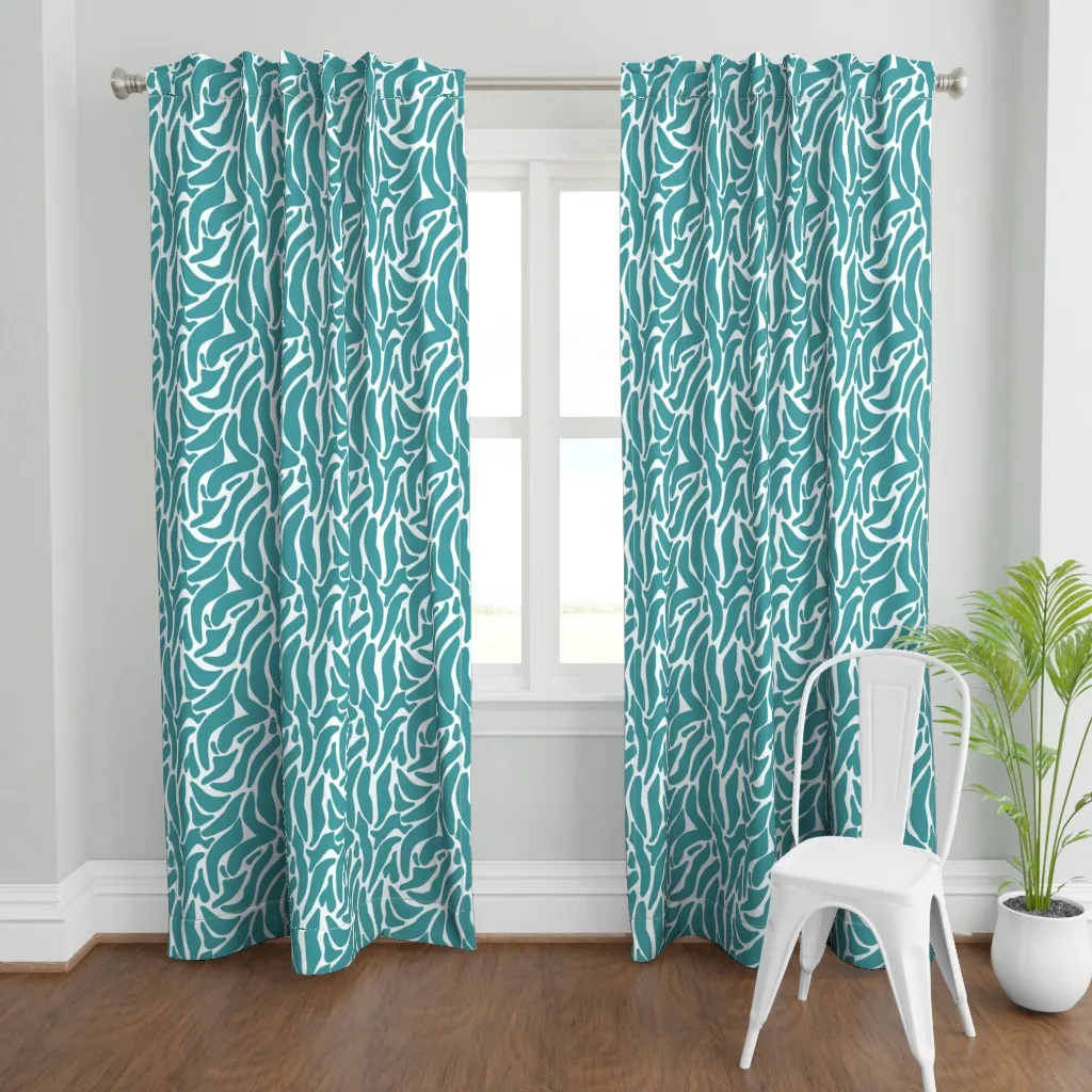 Medium Zebra Abstract Curtain Panel - Teal product