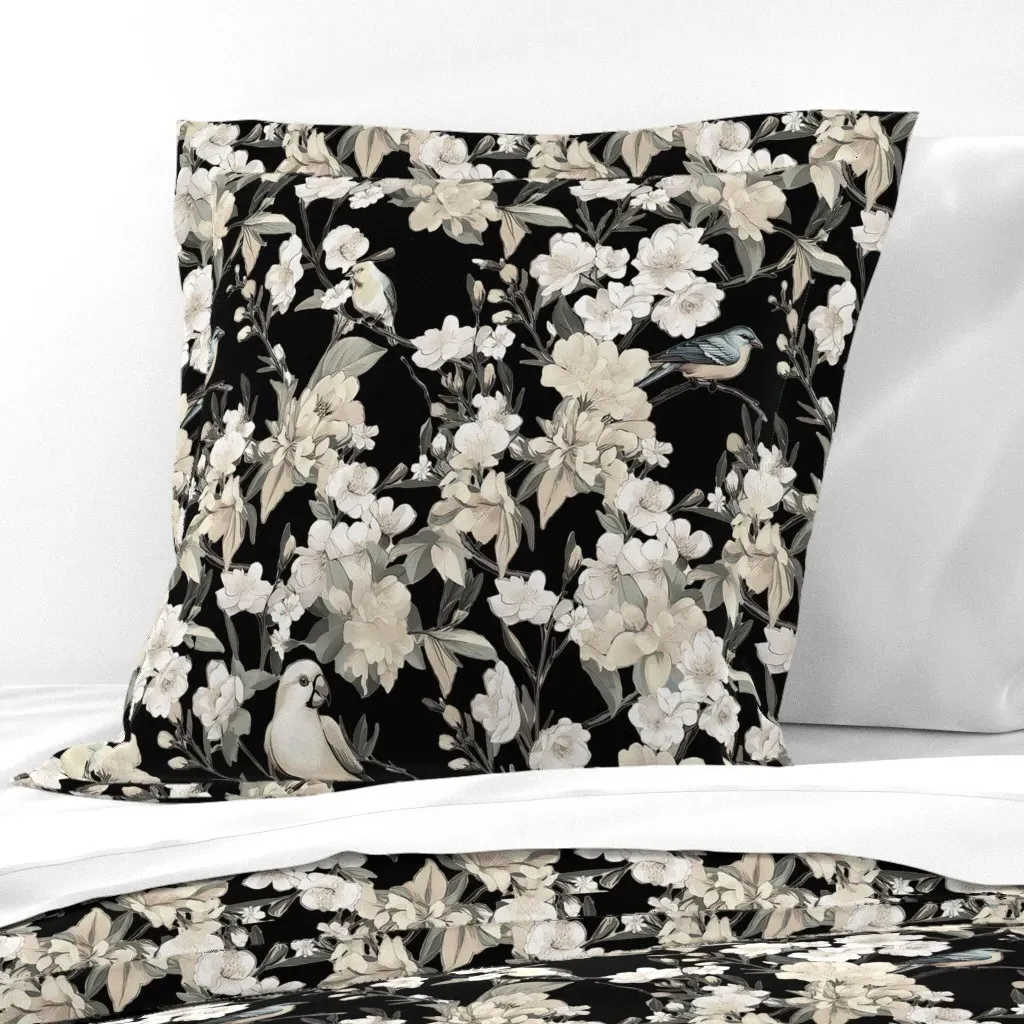 Melody Haven Euro Pillow Sham - Cream, White on Black product