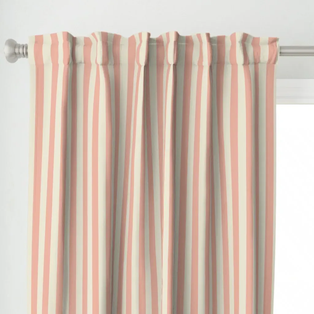 Melon Pink Stripes Curtain Panel - Pink alternate view