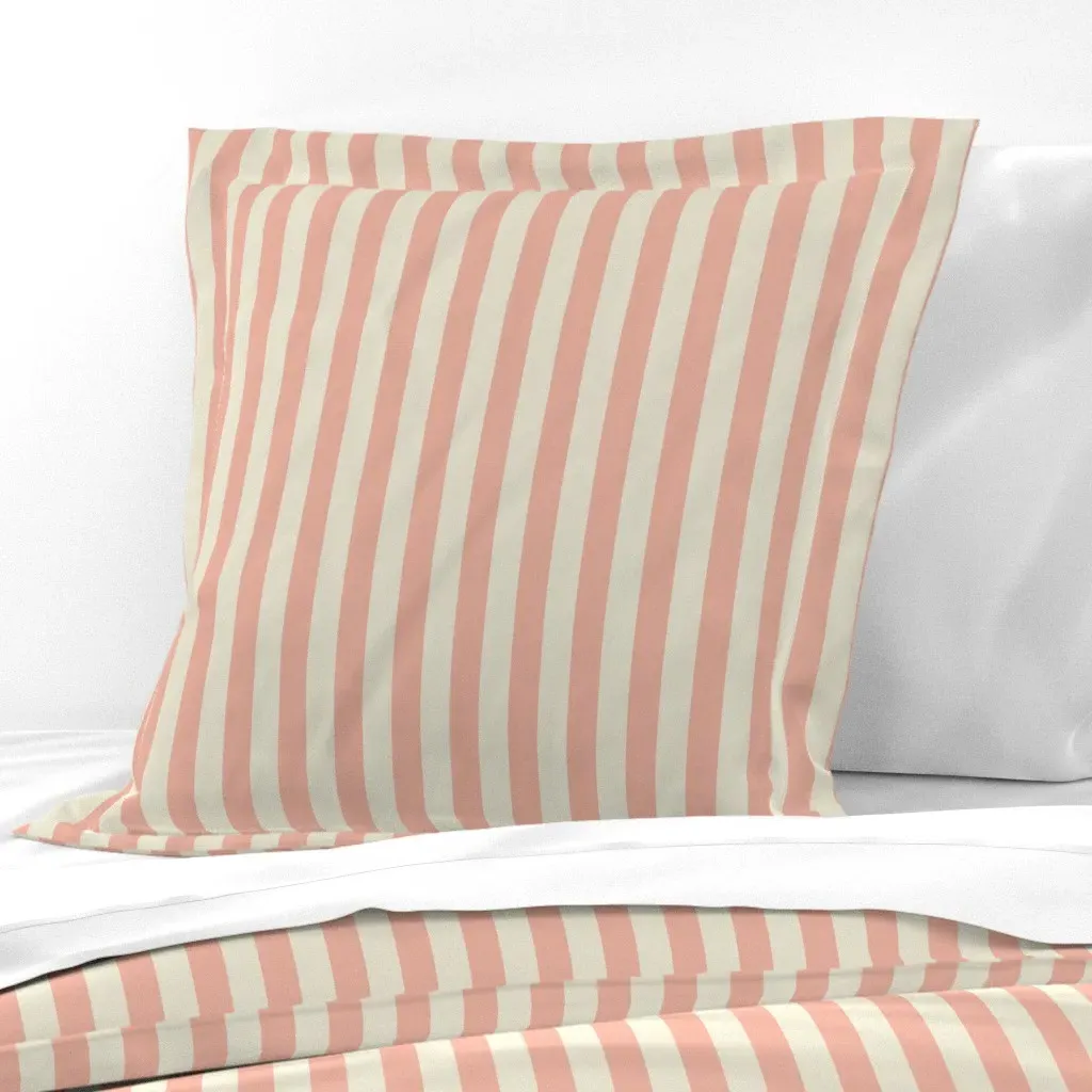 Melon Pink Stripes Euro Pillow Sham - Pink product