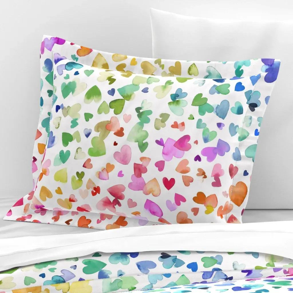 Melting Hearts Love Standard Flanged Cushion Cover - Rainbow, Cotton Sateen product