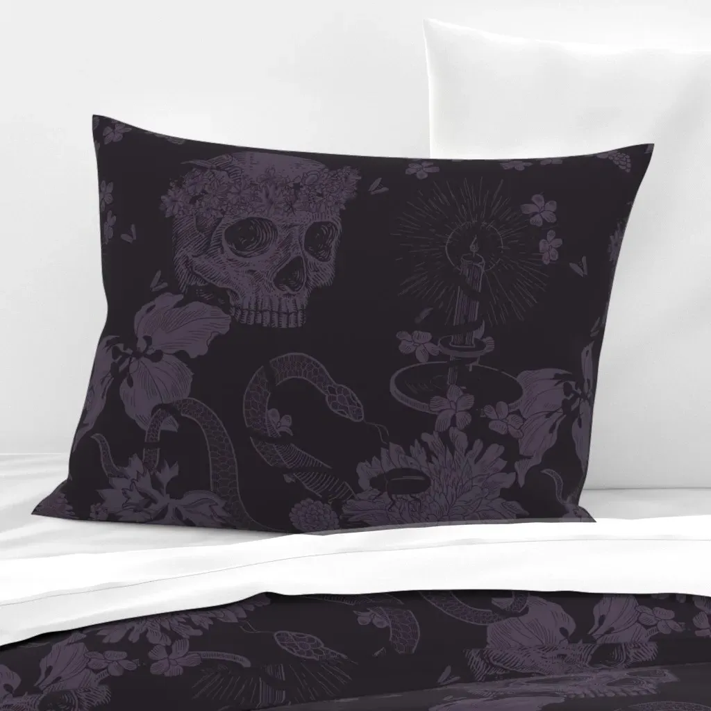 Memento Mori Standard Knife Edge Cushion Cover - Dusky Purple, Cotton Sateen product