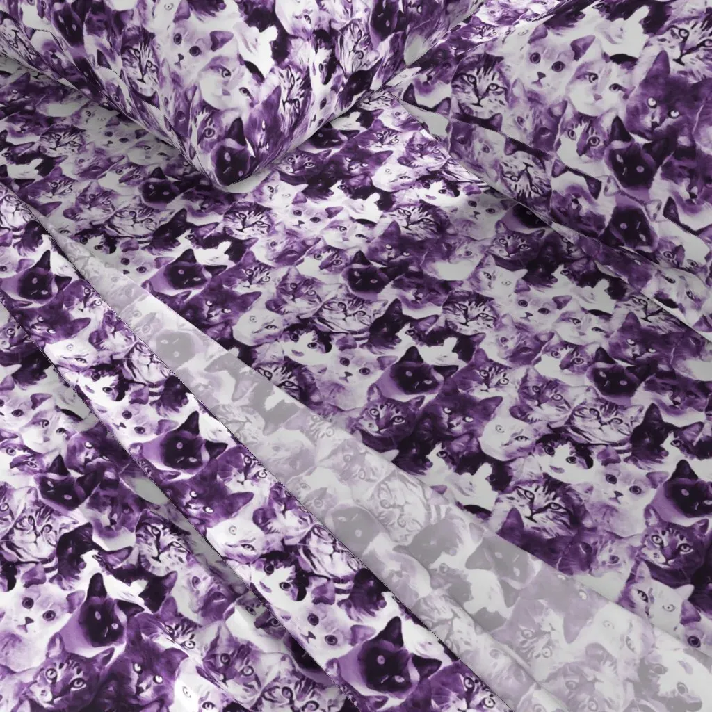 Meow Family Watercolor Cats Cal King Sheet Set - Purple alternate view