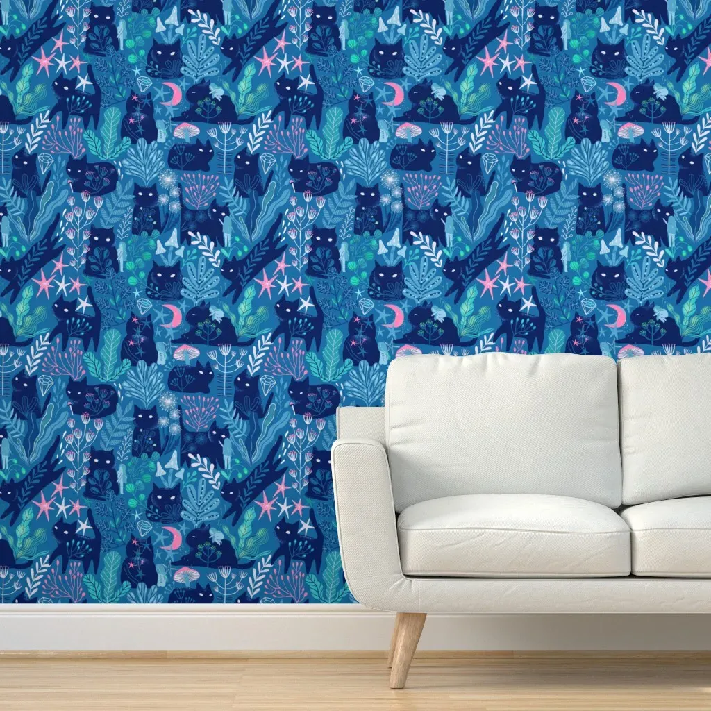 Meowgical Friends Anya & Misha Cat Peel and Stick Wallpaper - Blue, Pink product
