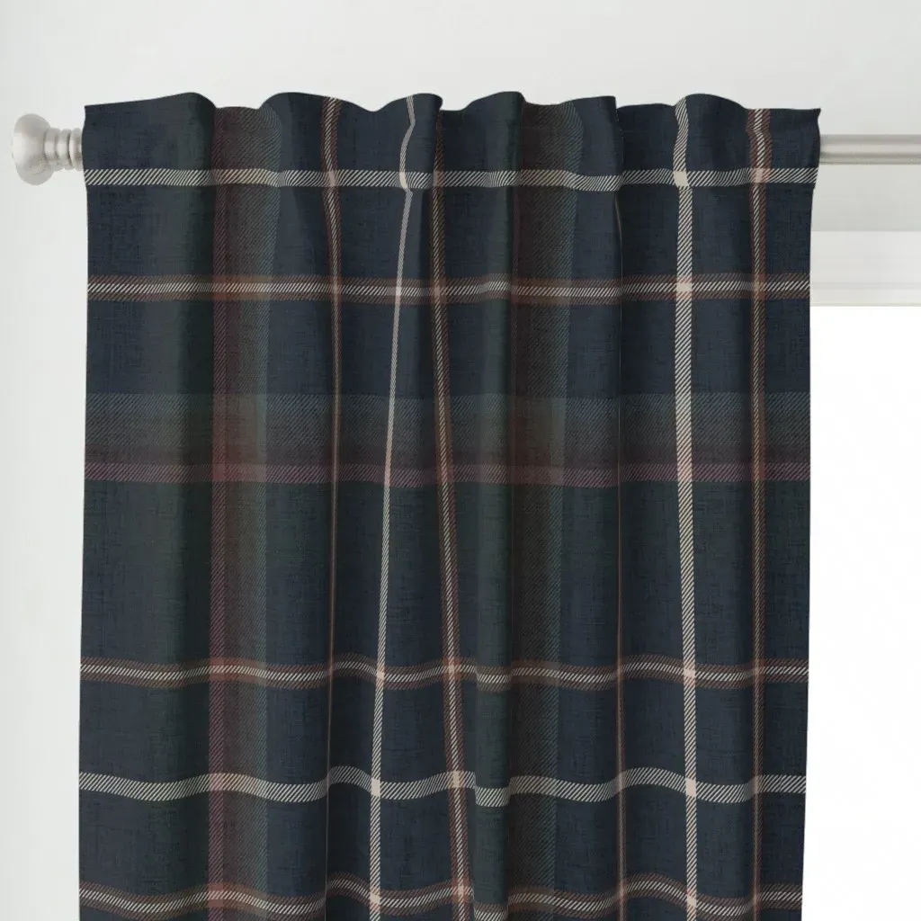 Meredith Plaid Curtain Panel - Navy alternate view