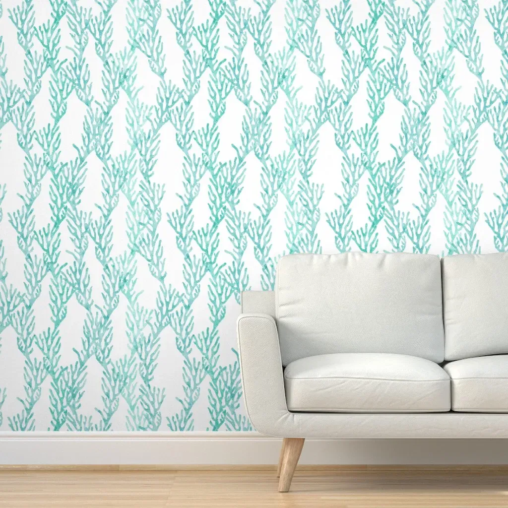 Mermaid Coordinate Peel and Stick Wallpaper - Coral, Teal product