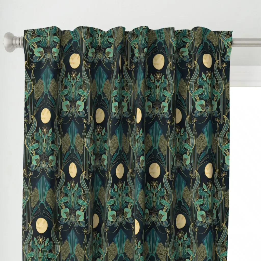 Mermaid In Moonlight Curtain Panel - Teal alternate view