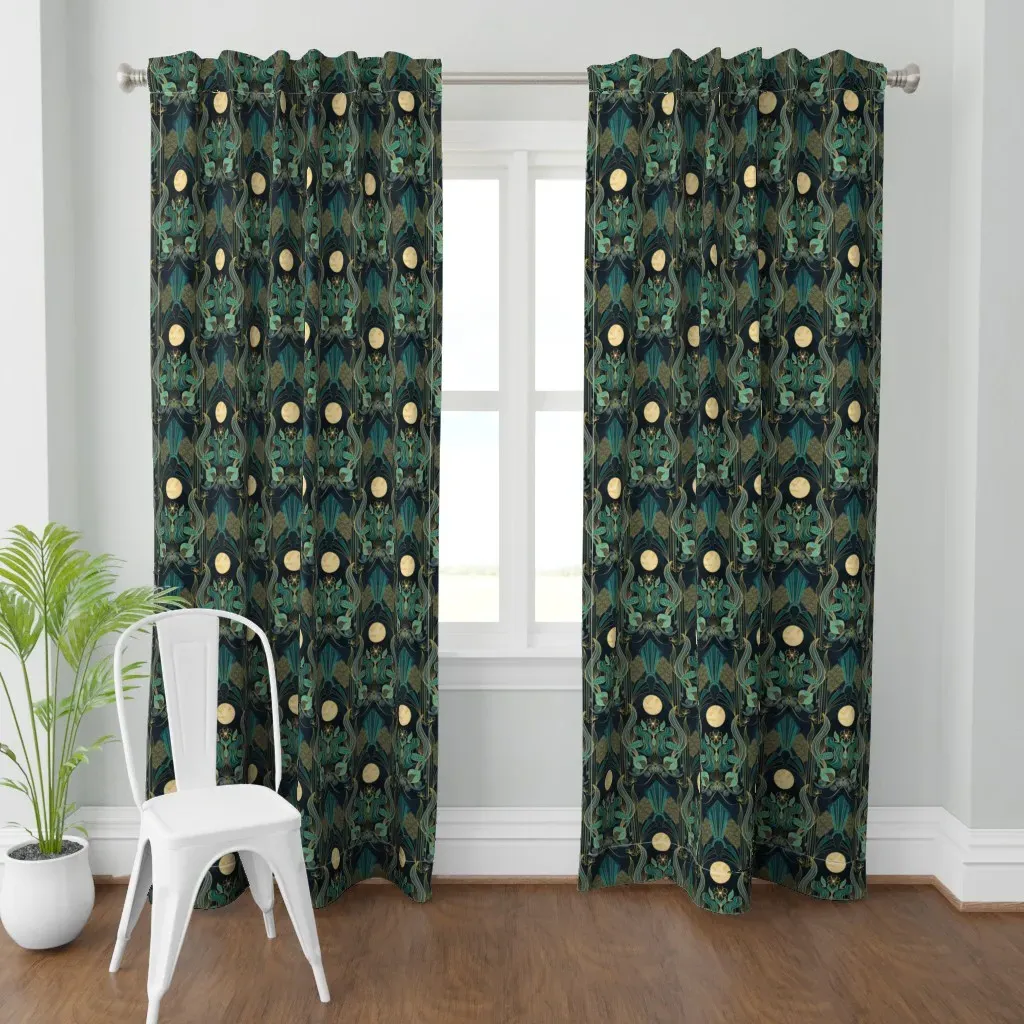 Mermaid In Moonlight Curtain Panel - Teal product
