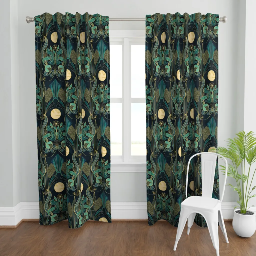 Mermaid In Moonlight Curtain Panel - Teal product