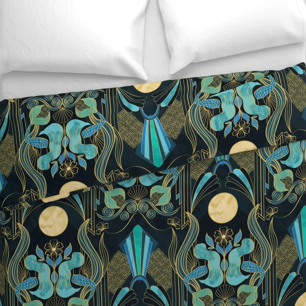 Mermaid In Moonlight Duvet Cover Set - Teal alternate view