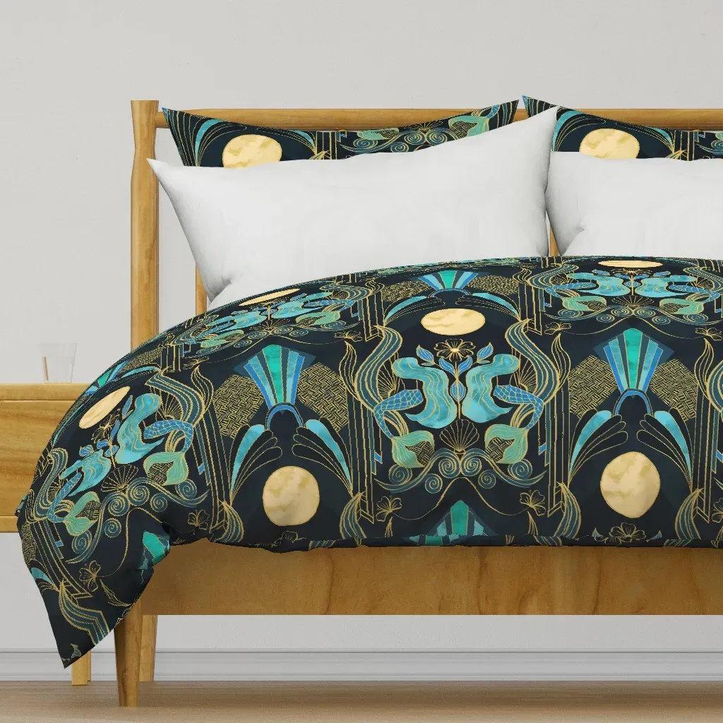 Mermaid In Moonlight Duvet Cover Set - Teal product