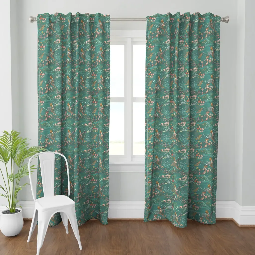 Mermaid Music Sea Curtain Panel - Teal product
