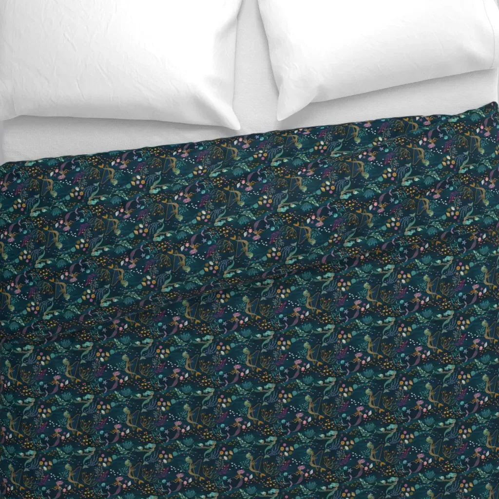 Mermaid Music Small Scale Duvet Cover - Teal alternate view