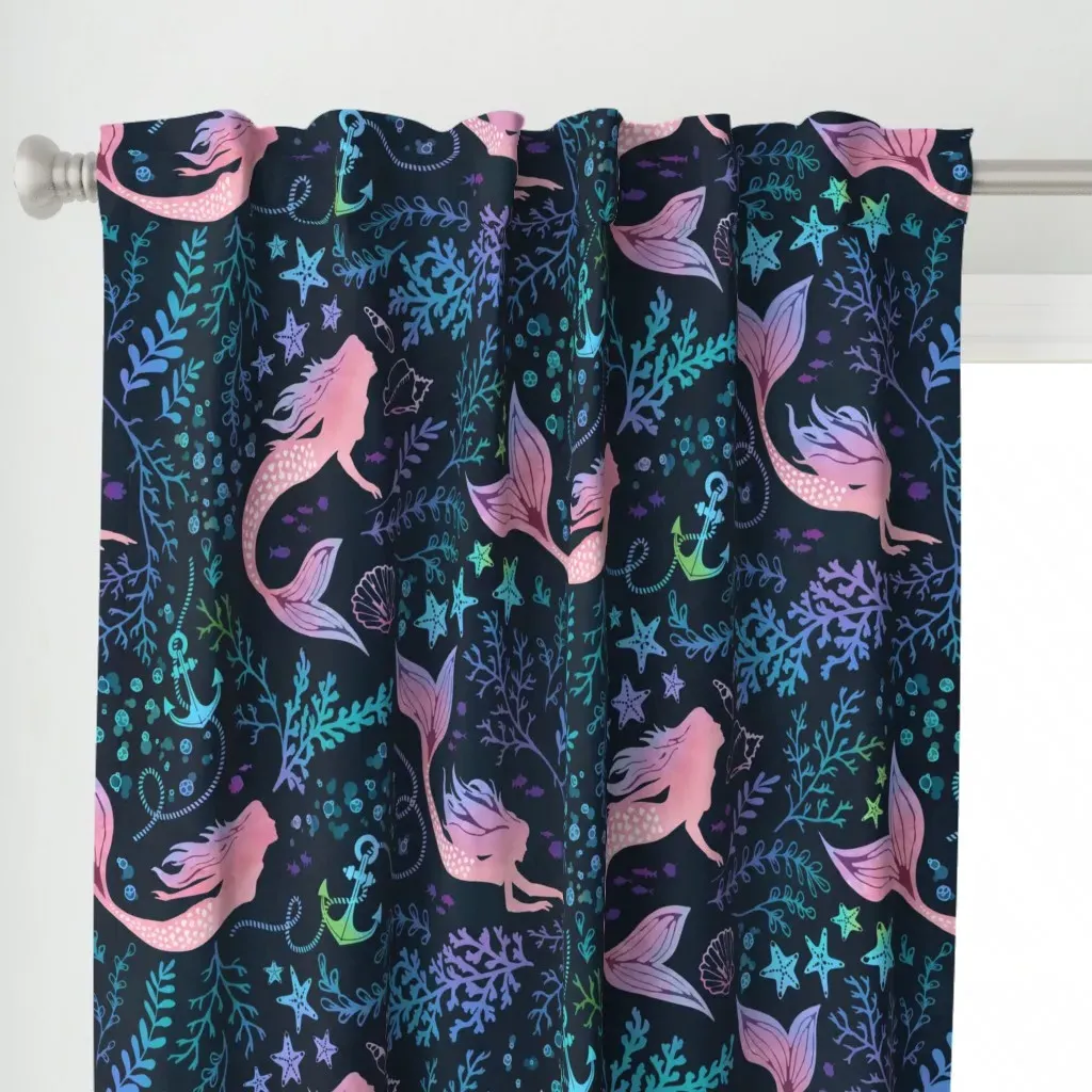 Mermaid Ocean Curtain Panel - Pink alternate view