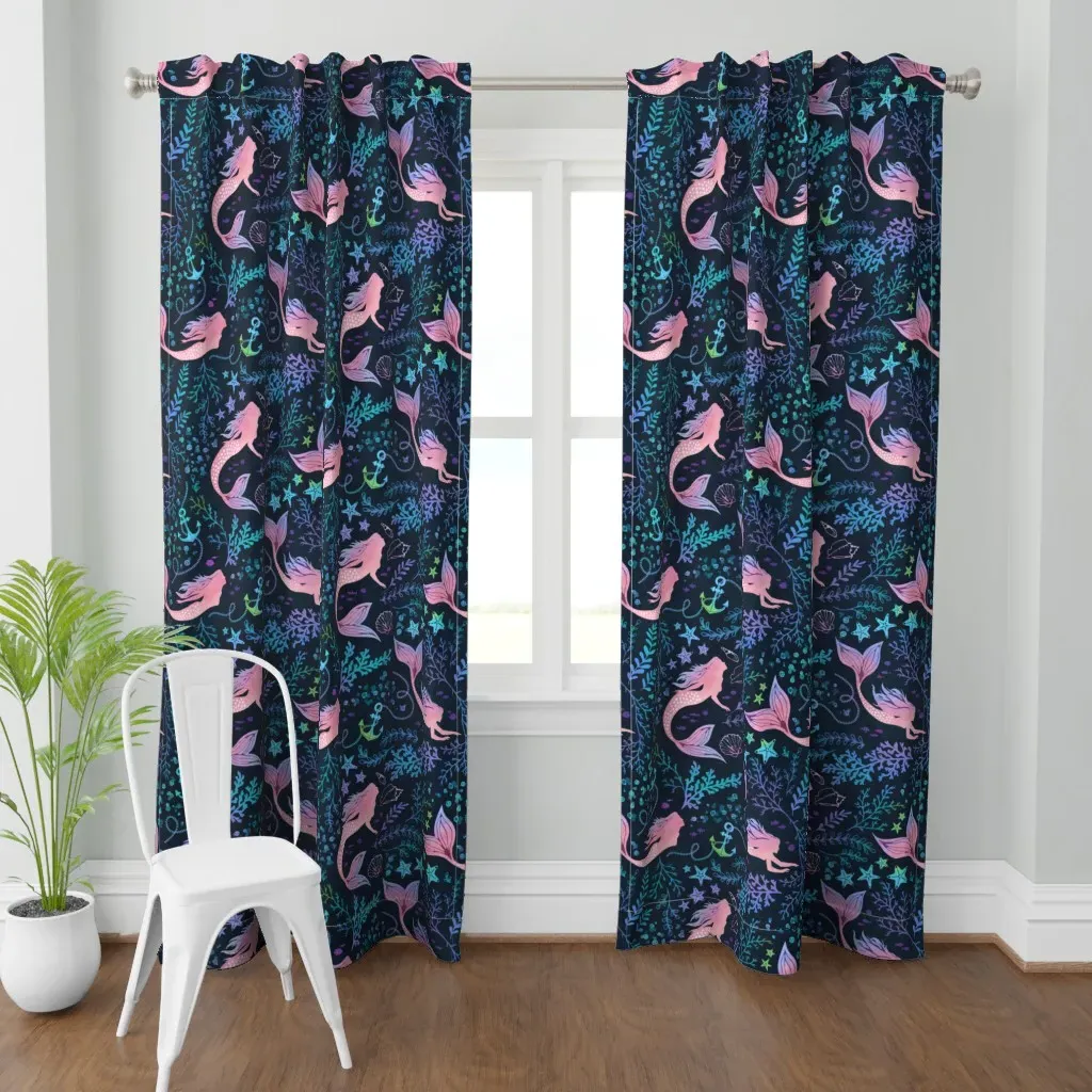 Mermaid Ocean Curtain Panel - Pink product