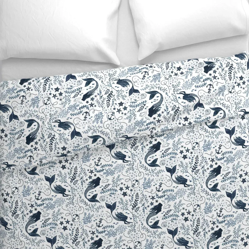 Mermaid Ocean Medium Duvet Cover - Navy Blue alternate view