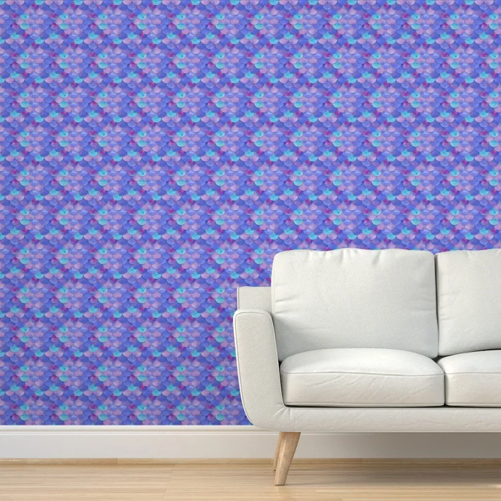 Mermaid Scales Peel and Stick Wallpaper - Purple, Blue product