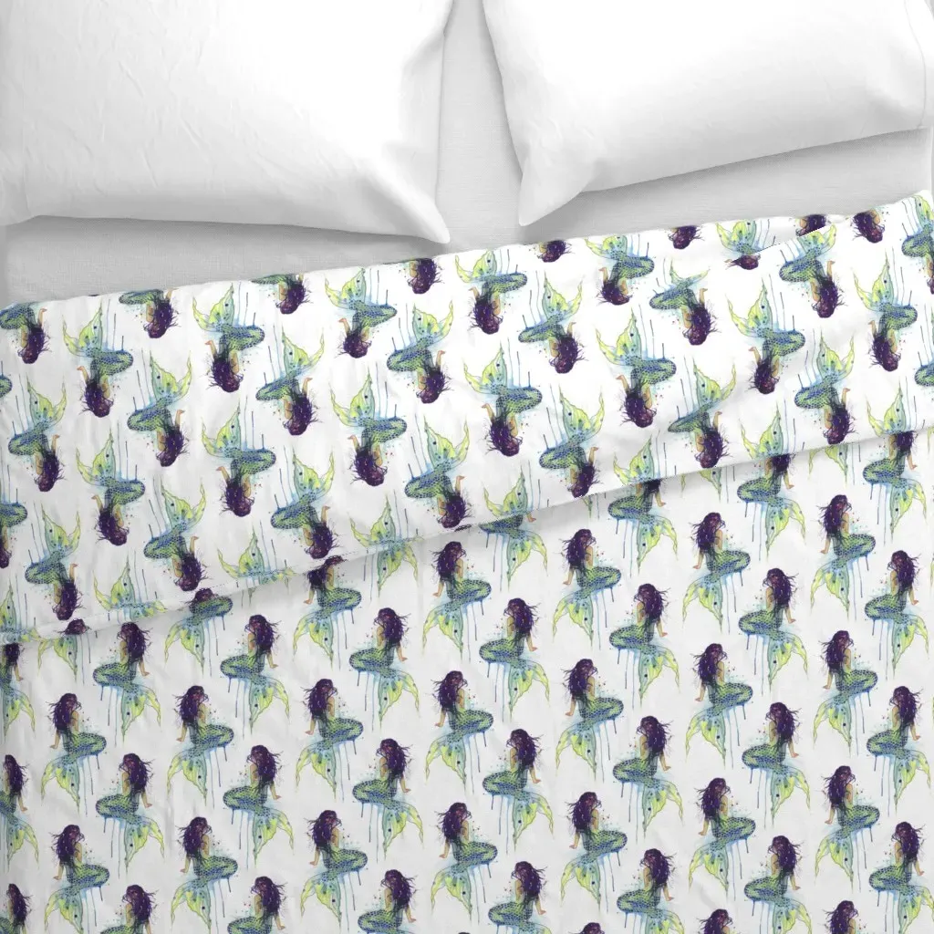 Mermaid Watercolor Duvet Cover - Teal alternate view