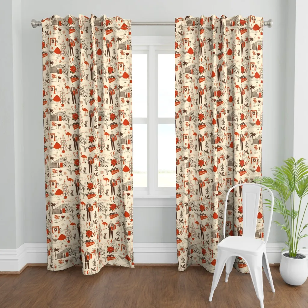 Merry Mid-Century Curtain Panel - Red product