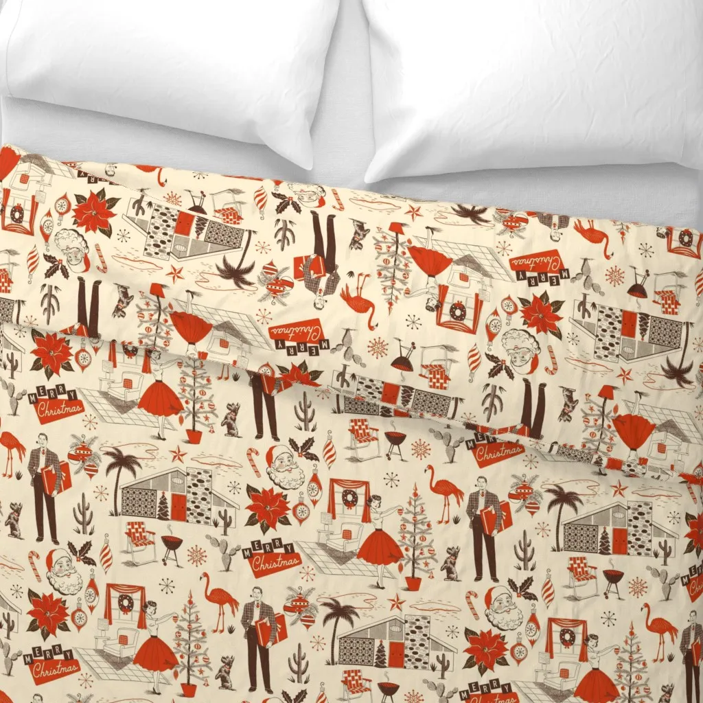 Merry Mid-Century Duvet Cover - Red alternate view